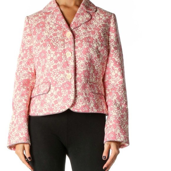 LOFT Jackets & Blazers - Vintage Ann Taylor LOFT Pink & White Tapestry Brocade Floral Jacket Size 6